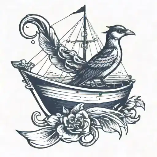 Cape Islander Fishing Boat With Anchor And Sparrow