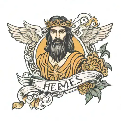 Hermes Staff With Jesus In Middle