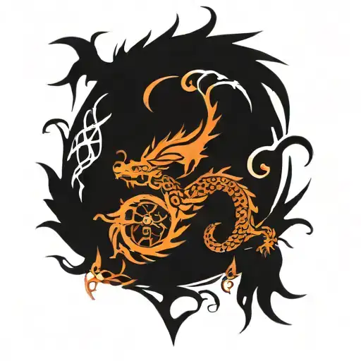 Dragon And Phoenix Vegvisir Symbol