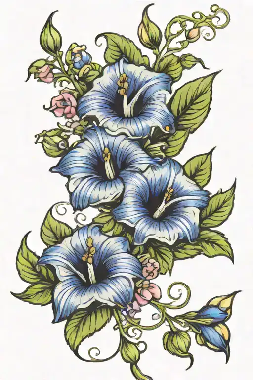 Morning Glory Vine With Larkspur Flower