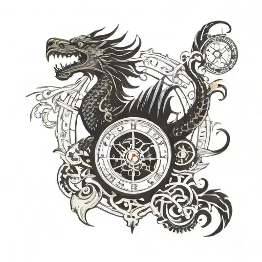 Dragon And Phoenix Vegvisir Viking Compass