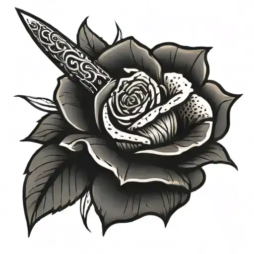 Rose With Knife Piercing