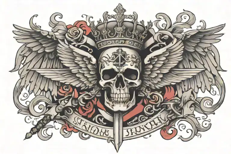 Sword Crown Wings And Writing