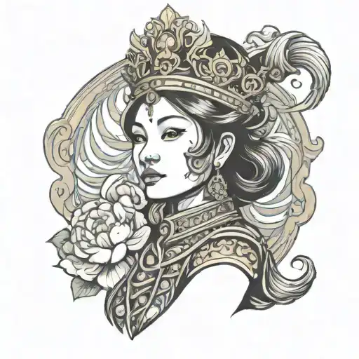 Ship Figurehead Maiden Wearing Thai Style Tall Crown