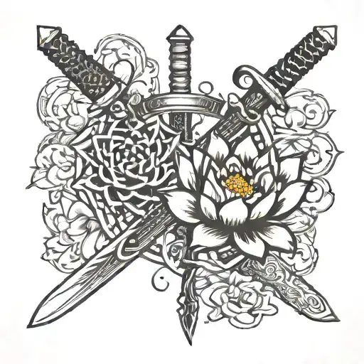 Black Lotus And Katana Sword Piercing