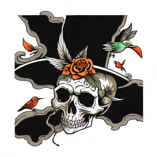 Skull And Hummingbird