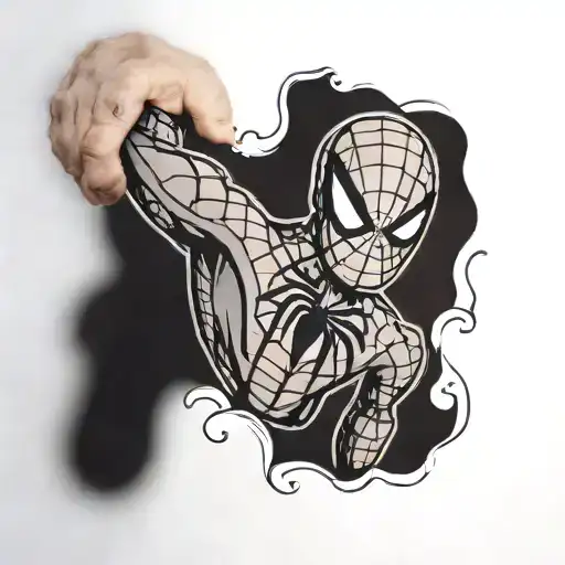 Spider Man Logo Tatoo On Forearm Sleeve