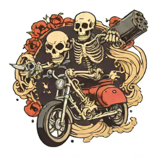 Skeleton Riding A Bomb Through The Air