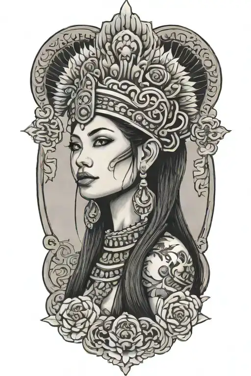 Maiden Wearing Thai Headress