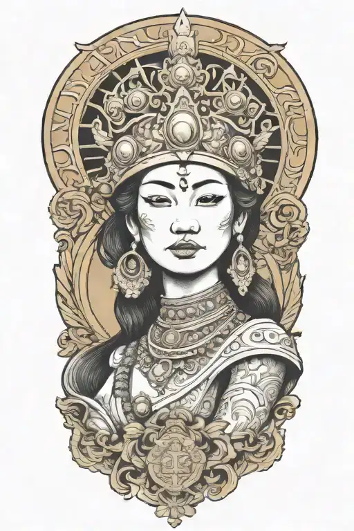 Ship Figurehead Of A Maiden Wearing Golden Thai Headress