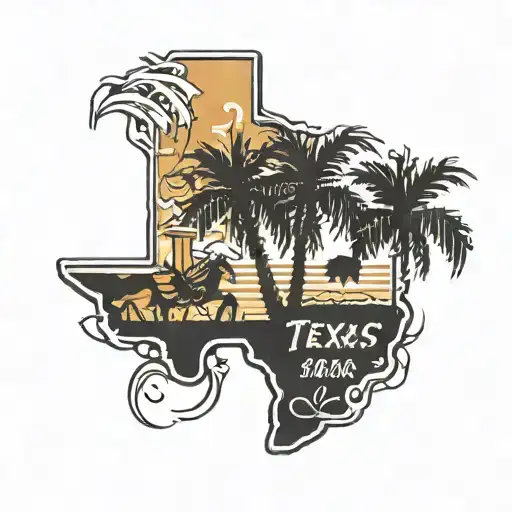 Texas Logo With Palm Tree Silhouette