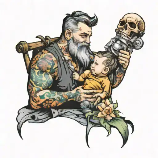 Dad Is Teaching His Child Life And Building Him