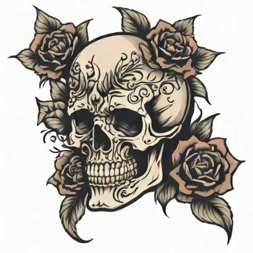Skull And Flowers