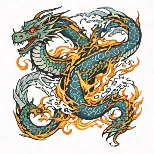 Dragon And Fire And Water