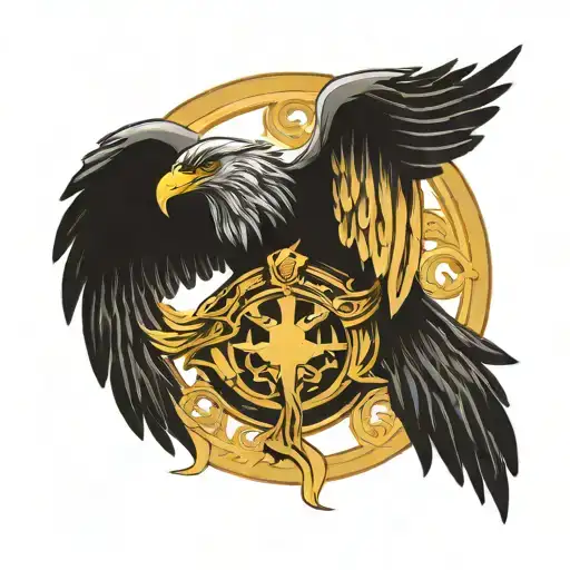 Odin Symbol With Valkeryie Wings