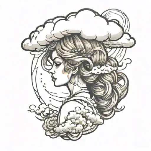 Girl With Cloud Over Head