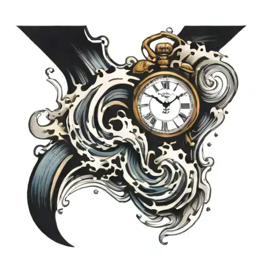 Clock With Waves Crashing In It