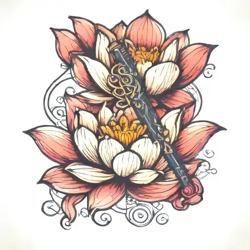 Lotus With Flute Surrounded