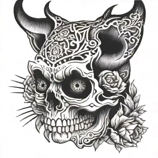 Man's Skull With Lynx