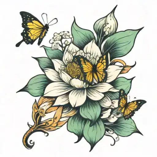 Thousand Lotus Flowers With Butterfly