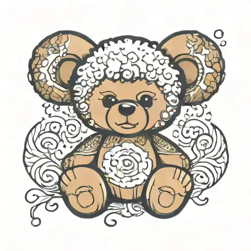 Teddy Bear With Two Afro Puff