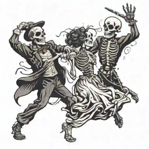 Skeleton Dancing With Woman