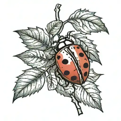 Ladybug And Mulberry Tree Branch