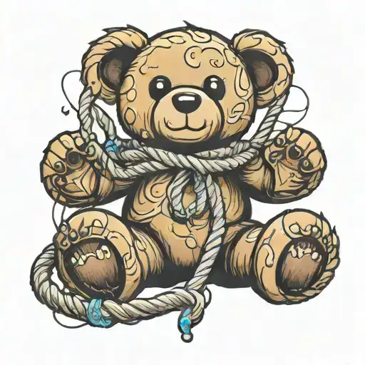 Teddy Bear With Rope Lights Wrapped Around Him
