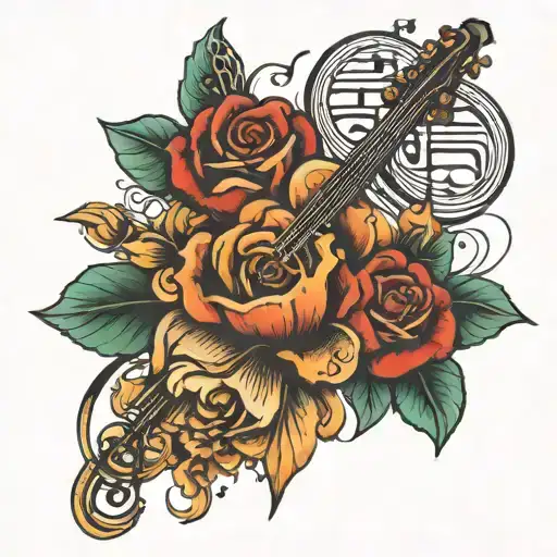 Flowers And Music Notes