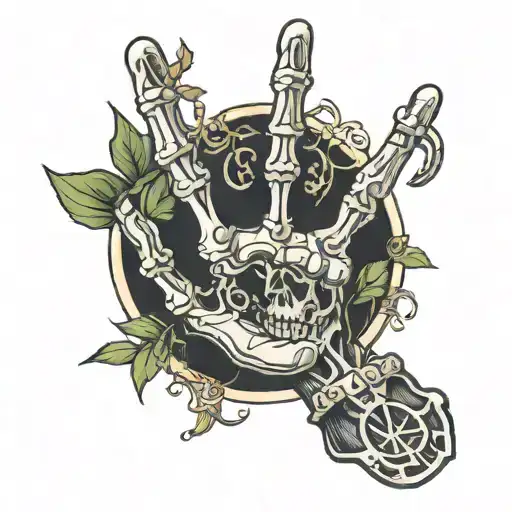 Skeleton Hand Peace Sign