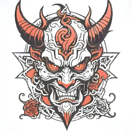 Red Simple Line Devil