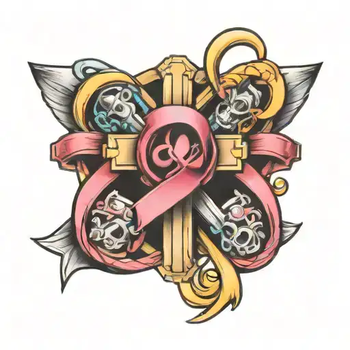 4 Keys With Cancer Ribbon