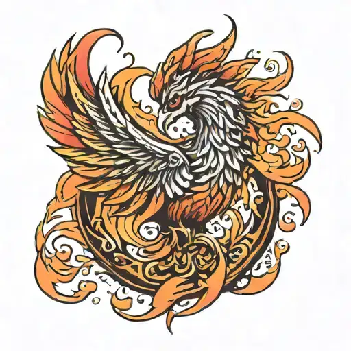 Phoenix Rising From Flames