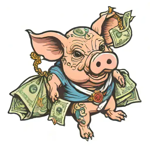 Pig Holding Money Bag