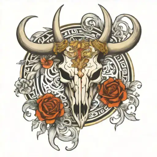 Bull Longhorn Skull With Versace Logo Transformed