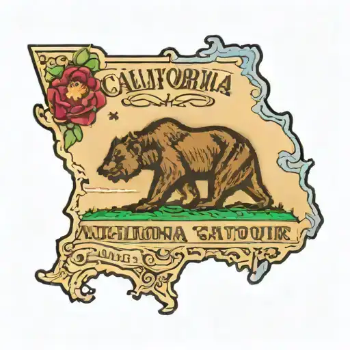 California State Outline With Crown Inside Representing