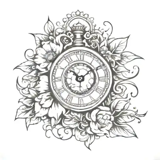 Clock And Flower Growing