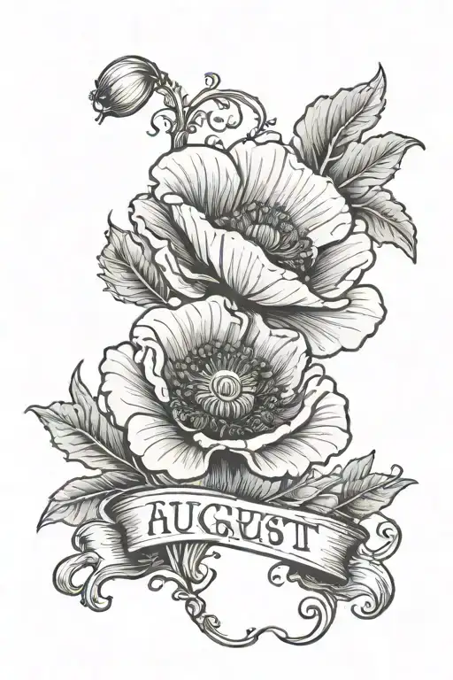 Poppy Flower With August 4Th Birthday Date