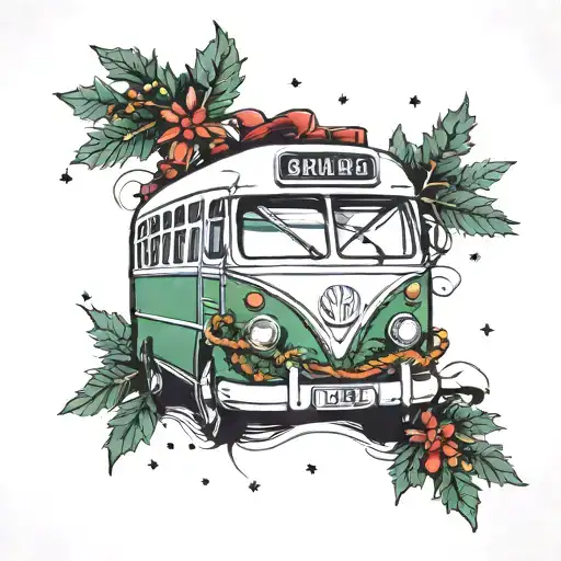 Bus And Christmas Tree Intertwined