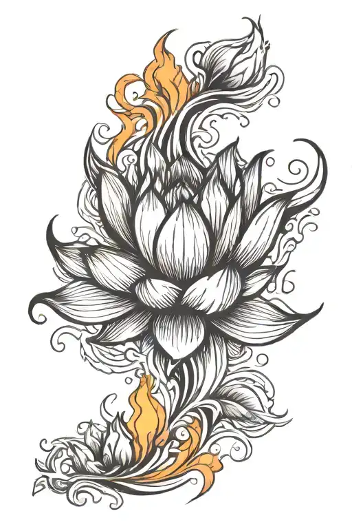 Lotus On Fire Flames