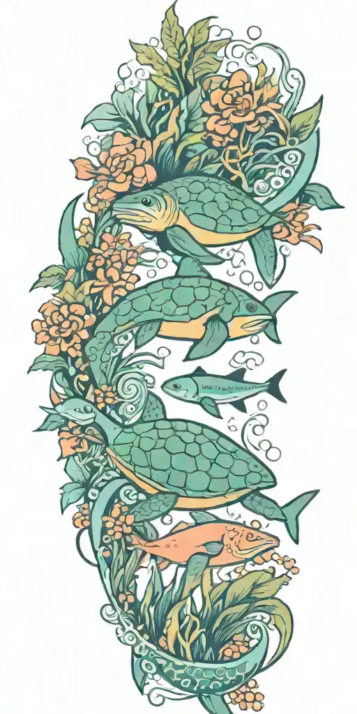 Ocean Turtle Shark Fish Coral