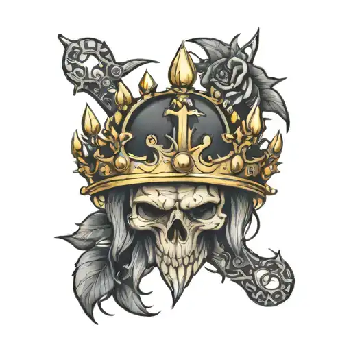 Scale With Gold Crown And Crown Of Thorns