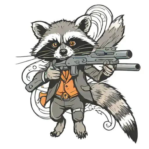 Raccoon With Gun