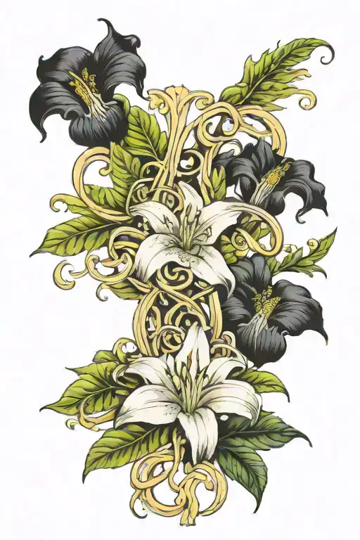 July 28 1987 In Roman Numerals Intertwined With Vines And Lillies