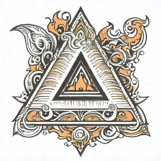 Aa Triangle Symbol With Flames