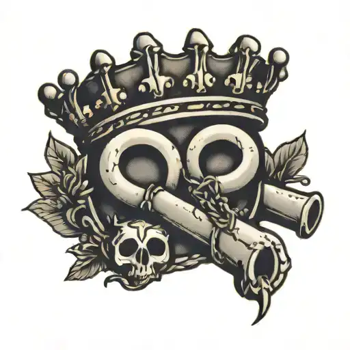 Letter D Handcuffs And Crown