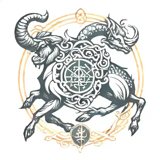 Capricorn Zodiac Sign Intertwined