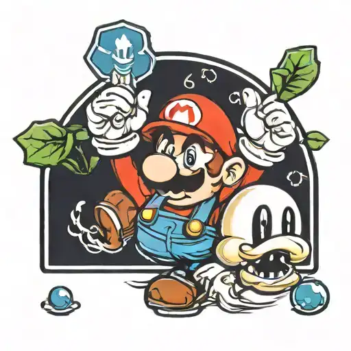 Dead Mario With 1 Up Mushroom Growing From Body