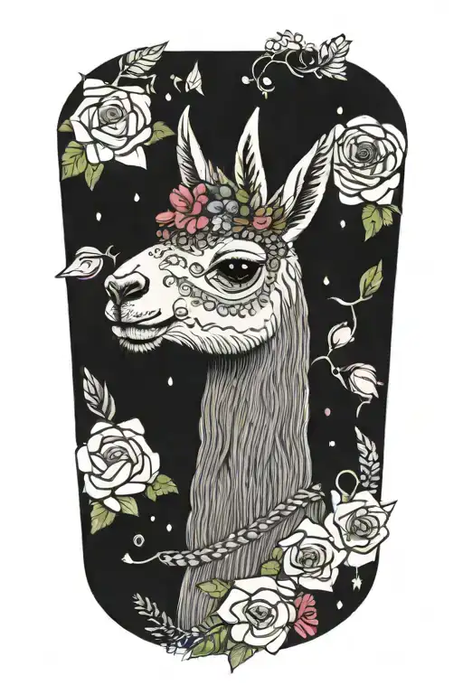 Llama With Flower Crown Knitting A Blanket