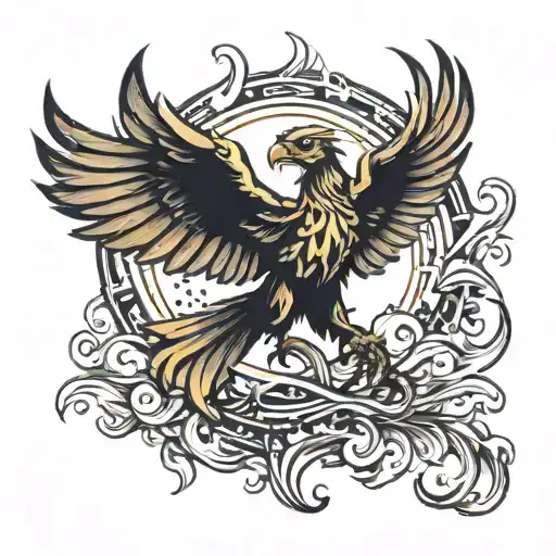 Phoenix Rising From A Spark Of Flame And Rising From The Ashes